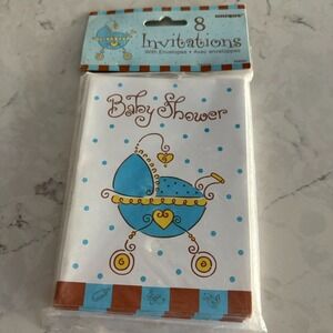 Baby Shower Party Baby Buggy Invitations with Envelopes - Pack‎ of 8 By Unique
